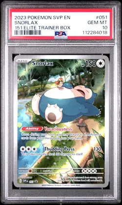 2023 POKEMON SVP EN-SV BLACK STAR PROMO 151 ELITE TRAINER BOX SNORLAX PSA 10 - Image 1