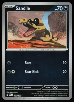 Sandile 064/094 Common Phantasmal Flames Pokemon Reverse Holo Near Mint - Image 1