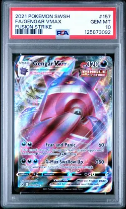 2021 POKEMON SWORD & SHIELD FUSION STRIKE #157 FULL ART/GENGAR VMAX PSA 10 - Image 1