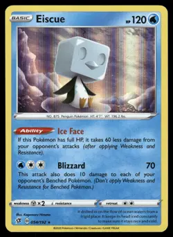 Eiscue 054/192 Holo Rare Rebel Clash Pokemon Holo Lightly Played - Image 1