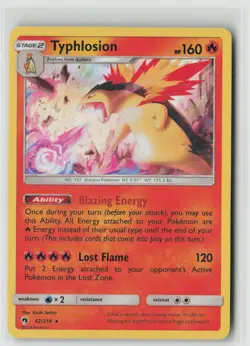 Typhlosion 42/214 Holo Rare Lost Thunder Pokemon Lightly Played - Image 1
