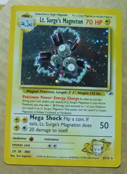 Lt. Surge's Magneton 8/132 Rare Holo Gym Heroes Set Pokemon Card LP - Image 1