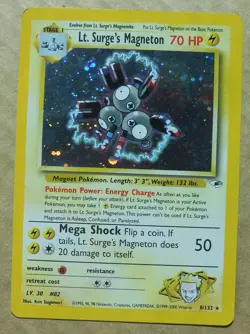 Lt. Surge's Magneton 8/132 Rare Holo Gym Heroes Set Pokemon Card LP - Image 2