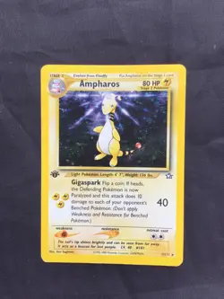 Pokemon Cards: Neo Genesis 1st Edition Rare Holo: Ampharos 1/111 - Image 1