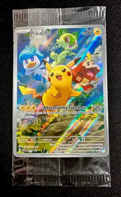 Sealed Pikachu SVP 27 Paldea Evolved Black Star Promo Card Pokemon TCG 2023 - Image 1