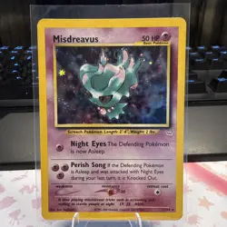 Pokemon TCG Misdreavus Neo Revelation Card 11/64 Double Holo Eyes Error U Nice - Image 1