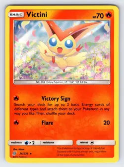 Victini 26/236 2019 S&M Unified Minds Pokemon Card TCG Nintendo Holo Rare - Nm - Image 1