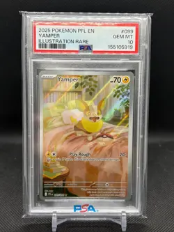 2025 POKEMON PHANTASMAL FLAMES #099/094 YAMPER ILLUSTRATION RARE PSA 10 - Image 1