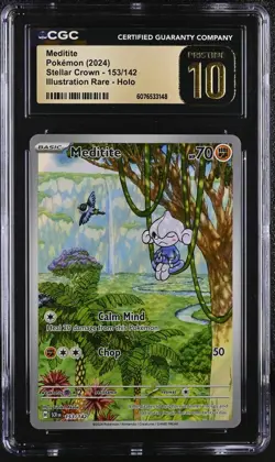 *POP 43* CGC Pristine 10 - 2024 Pokemon Stellar Crown Meditite #153 - Image 1