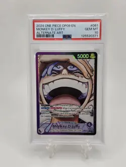 Bandai One Piece CCG Monkey.D.Luffy OP09-061 Emperors Foil Leader PSA 10 - Image 1