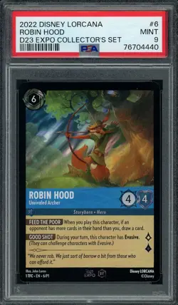 2022 Disney Lorcana D23 Expo Robin Hood Unrivaled Archer 1st Edition PSA 9 MINT - Image 1