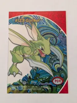 #123 Scyther Pokemon Topps PC9 Clear Card BLUE LABEL - Image 2