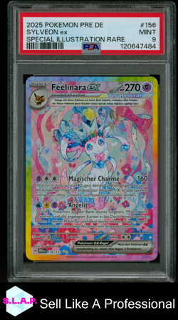 SYLVEON EX SPECI4L ILL RARE POKEMON GER PRE PRISMATIC EVOLUTIONS 2025 156 PSA 9 - Image 1