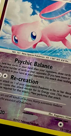 Mew 15/132 MP Reverse Holo Foil Rare VHTF Double Print Line Error Pokemon Card! - Image 1