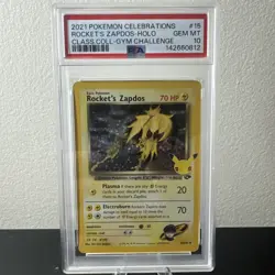PSA 10 2021 ROCKET'S ZAPDOS Holo Pokemon Celebrations GYM 15/132 Gym - Image 1