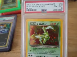 Rocket's Scyther 13/132 Holo Gym Heroes Pokemon PSA 8 *SWIRL* - Image 1