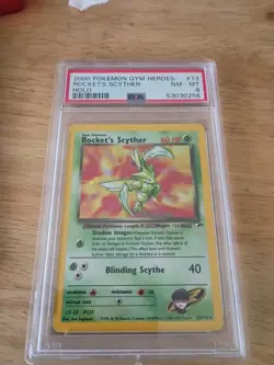Rocket's Scyther 13/132 Holo Gym Heroes Pokemon PSA 8 *SWIRL* - Image 3
