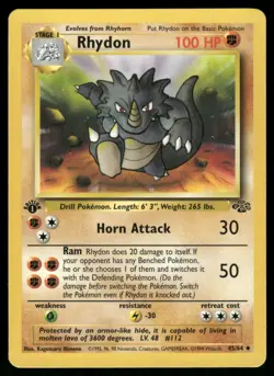 Pokemon Rhydon 1st Edition 45/64 Uncommon Jungle NM - Image 1