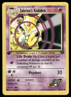Pokemon Sabrina's Kadabra 1st Edition 058/132 Uncommon Gym Challenge NM - Image 1