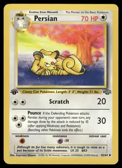 Pokemon Persian 1st Edition 42/64 Uncommon Jungle LP - Image 1