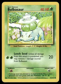 Pokemon Bulbasaur 044/102 Common Base Set NM - Image 1