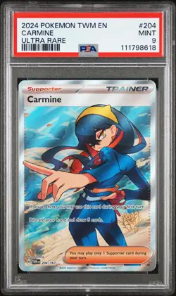 Pokemon Carmine 204/167 Ultra Rare Twilight Masquerade PSA 9 - Image 1