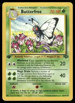 Pokemon Butterfree 1st Edition 33/64 Uncommon Jungle LP - Image 1