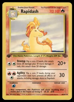Pokemon Rapidash 1st Edition 44/64 Uncommon Jungle NM - Image 1