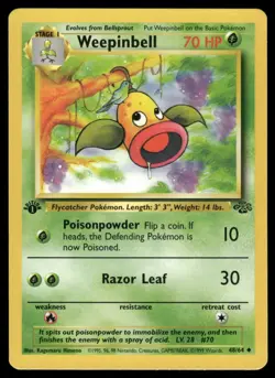 Pokemon Weepinbell 1st Edition 48/64 Uncommon Jungle LP - Image 1