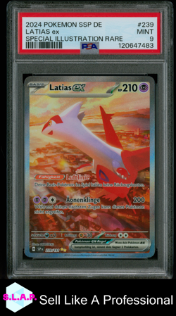 LATIAS EX SPECI4L ILL RARE POKEMON GER SSP DE-SURGING SPARKS 2024 239 PSA 9 - Image 1