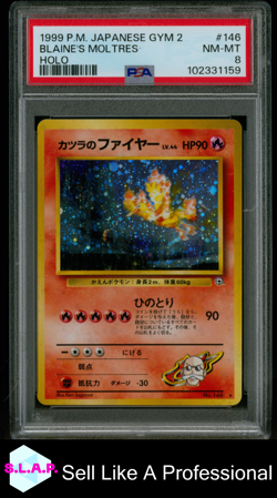 BLAINE'S MOLTRES GYM 2 HOLO POKEMON JAPANESE 1999 146 PSA 8 - Image 1