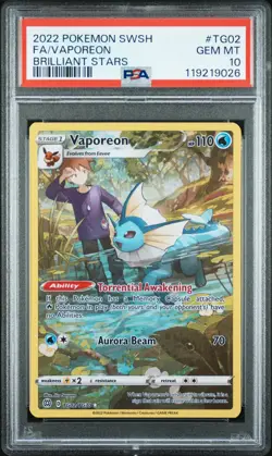 2022 POKEMON SWORD & SHIELD BRILLIANT STARS #TG02 FULL ART/VAPOREON PSA 10 - Image 1