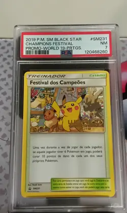 2019 Pokemon PORTUGUESE Worlds Champions Festival SM231 PSA 7 - Image 1