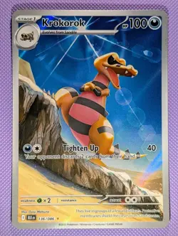 Krokorok 136/086 Sv: Black Bolt Holo Illustration Rare Pokemon TCG (NM) - Image 1