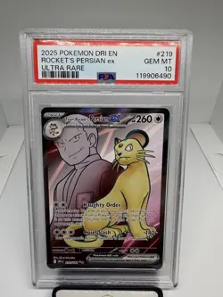 2025 POKEMON DRI EN-DESTINED RIVALS ULTRA RARE TEAM ROCKET'S PERSIAN EX PSA 10 - Image 1