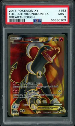 2015 Pokemon XY Breakthrough Houndoom EX FULL ART #153 PSA 9 MINT - Image 1