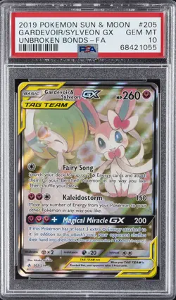 2019 POKEMON SUN & MOON UNBROKEN BONDS FULL ART/GARDEVOIR & SYLVEON GX PSA 10 - Image 1