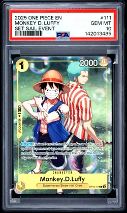 Monkey D. Luffy PSA10 2025 One Piece Promos Set Sail Event #111 - Image 1
