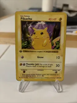 1st Edition Shadowless Pikachu 58/102 Base Set Yellow Cheeks 1999 Pokemon Card - Image 1