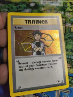 Holo Brock ✨ 15/132 SWIRL Gym Heroes Pokemon Card WOTC - LP-MP - Image 2