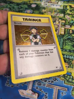 Holo Brock ✨ 15/132 SWIRL Gym Heroes Pokemon Card WOTC - LP-MP - Image 4