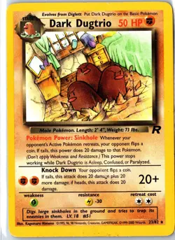 Dark Dugtrio 23/82 Rare Team Rocket Pokemon Unlimited Heavily Played - Image 1