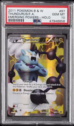 2011 POKEMON B&W EMERGING POWERS #97 FULL ART/THUNDURUS PSA 10 - Image 1
