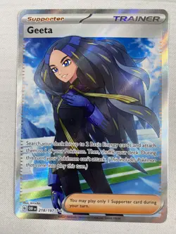 Pokemon TCG Geeta Obsidian Flames 218/197 Holo Full Art Trainer Ultra Rare NM - Image 1