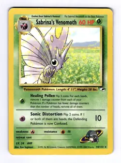 Sabrina's Venomoth Gym Heroes #034 (2000) Rare LP Pokemon - Image 1