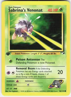 Sabrina's Venonat 96/132 Common Gym Heroes Pokemon 1st Edition LP - Image 1