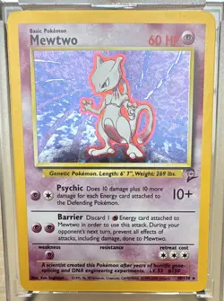 Pokemon vintage TCG Mewtwo 10/130 Base Set 2 Holo Rare Eng 1999 60HP - Image 1