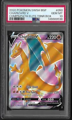 2020 POKEMON SWSH PROMO CHAMPION'S PATH ETB #050 CHARIZARD V PSA 10 - Image 1