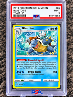 2019 Pokemon Team Up Blastoise 25/181 PSA 9 Mint Non Holo Sun & Moon Descriptio - Image 1