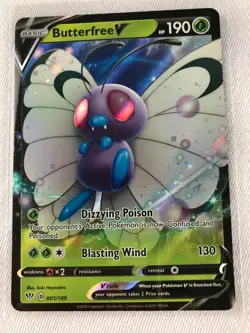 Butterfree V ULTRA RARE 001/189 Pokemon SWSH Darkness Ablaze Holo NM 2020 - Image 1